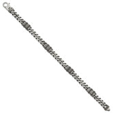 Sterling Silver Black Ruthenium-plated Brushed and Textured Fancy Flat Curb Chain Mens 8.5 inch Bracelet